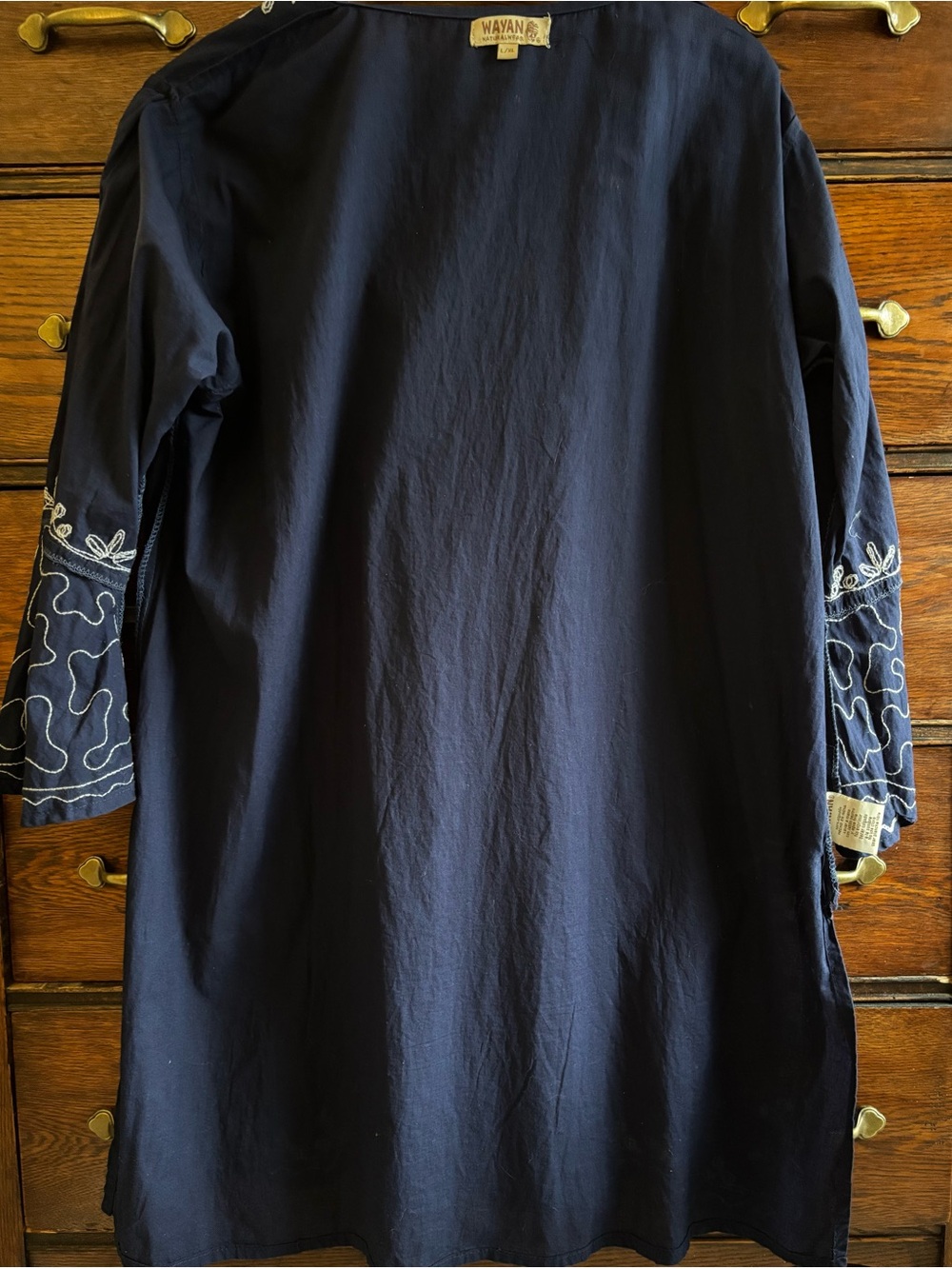 SOLD 100% Cotton Wayan Natural Wear Embroidered Tunic Beach Cover Up L/XL - Picture 6 of 15